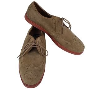 Polo by Ralph Lauren Orrick taupe suede wingtip shoes 9.5D grandpa